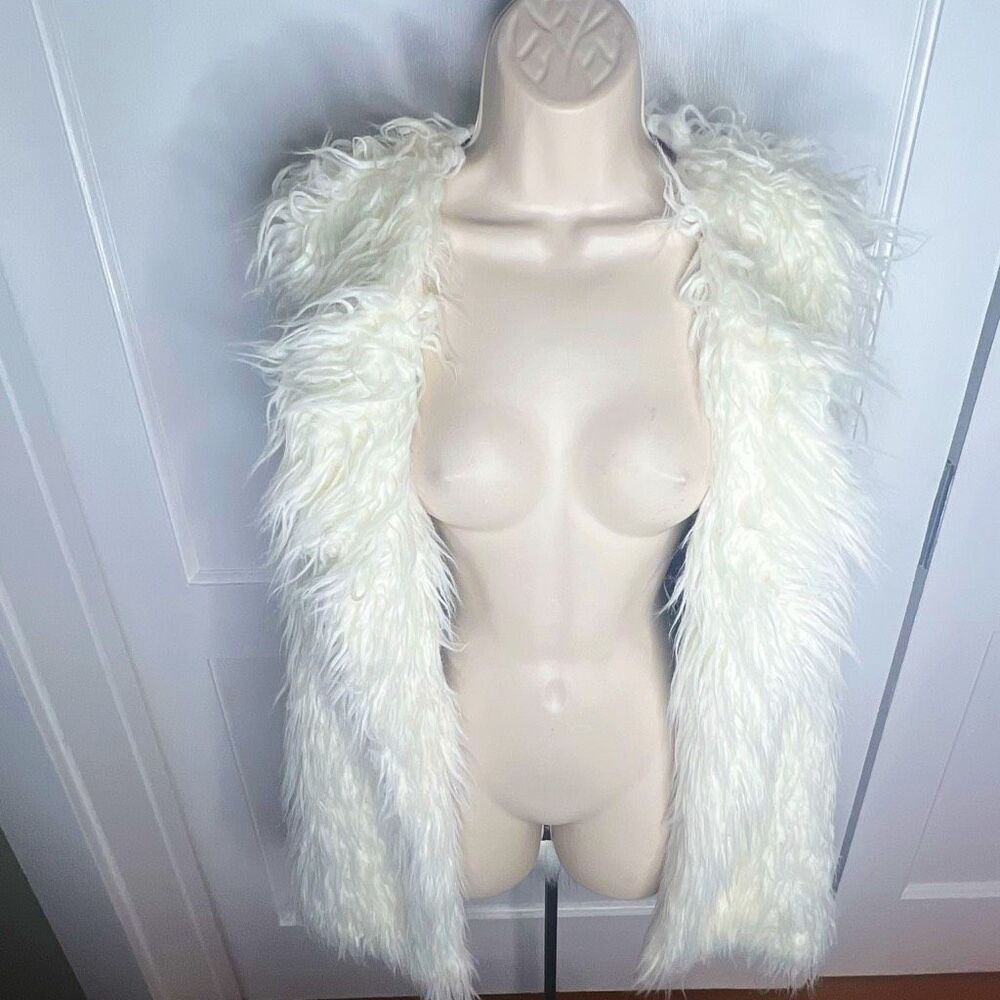 World Market Shaggy Fur Vest Cream One Size